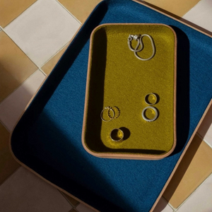 Small Kawabon Leather/Merino Wool Felt Tray - Golden Moss